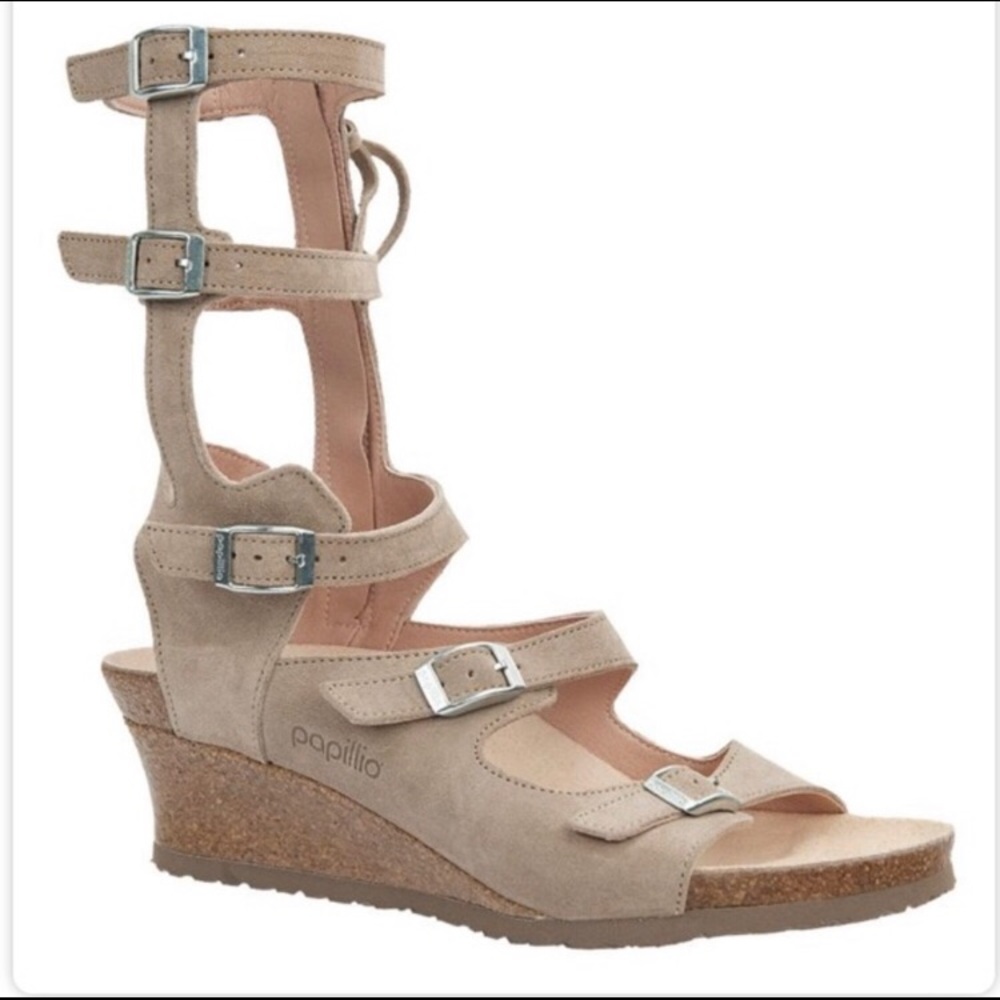 Birkenstock Papillio Taupe Suede Gladiator Sandals - Picture 2 of 16